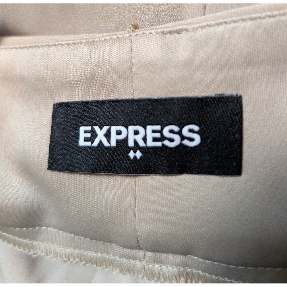 NWT Express Size 12 High Rise Barrel Leg Ankle Pant Beige Pleated Stretch 69$ - Picture 4 of 8